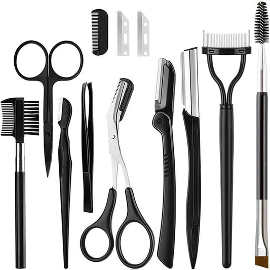 KINGMAS 9PCS Eyebrow Trimmer Face Razors Facial Trimmer Shaver Kit