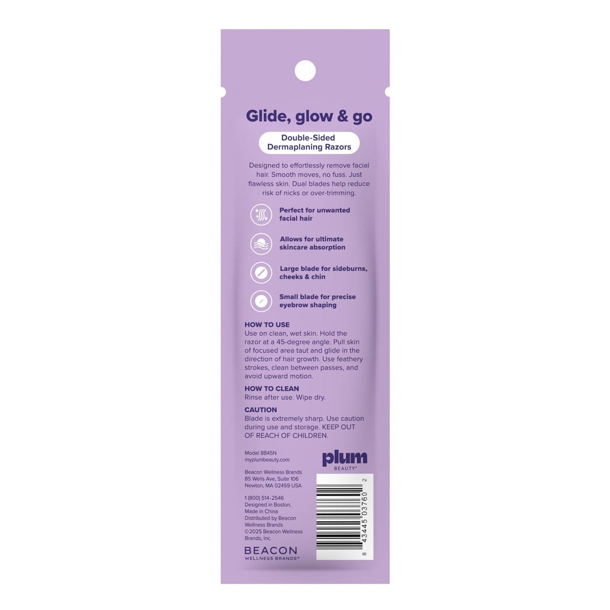 Plum Beauty Double-Sided Dermaplaning Razors (4-Pack) - Women Facial Razors