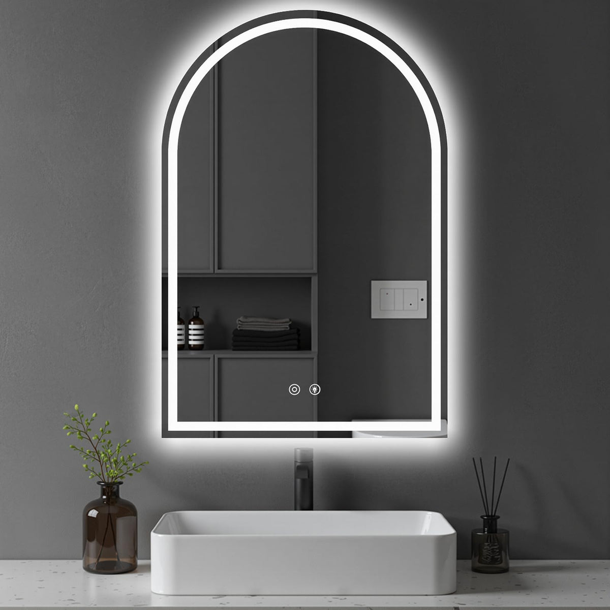 DUMOS 28 Inch Round LED Bathroom Mirror with Lights, Circle Vanity Mirror