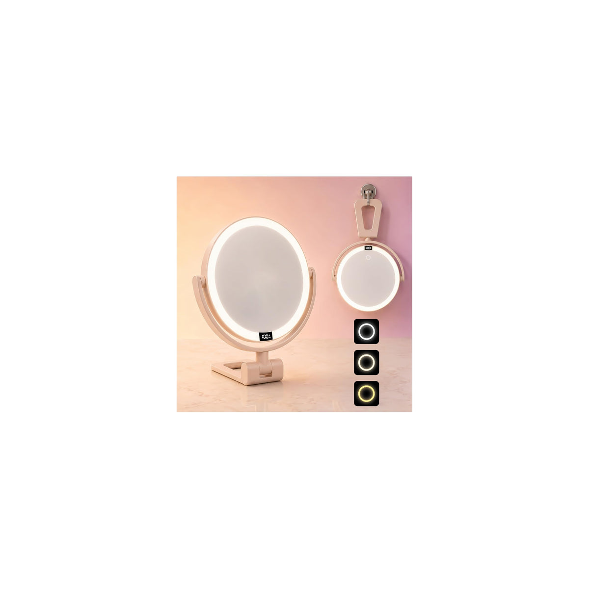 1X/30X Makeup Mirror with Lights, Rechargeable Magnifying Mirror
