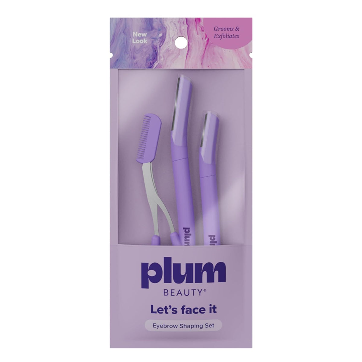 Plum Beauty Eyebrow Shaping Set – 2 Razors & Trimming Scissor with Brush