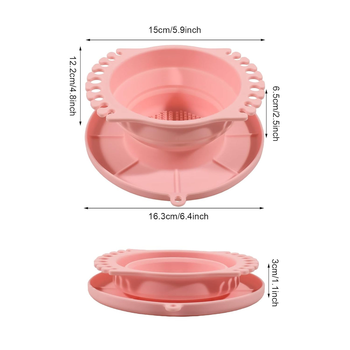 Foldable Silicone Makeup Brush Cleaner Bowl - Portable Cleaning Tool for Brushes, Powder Puffs and Sponges Apricot