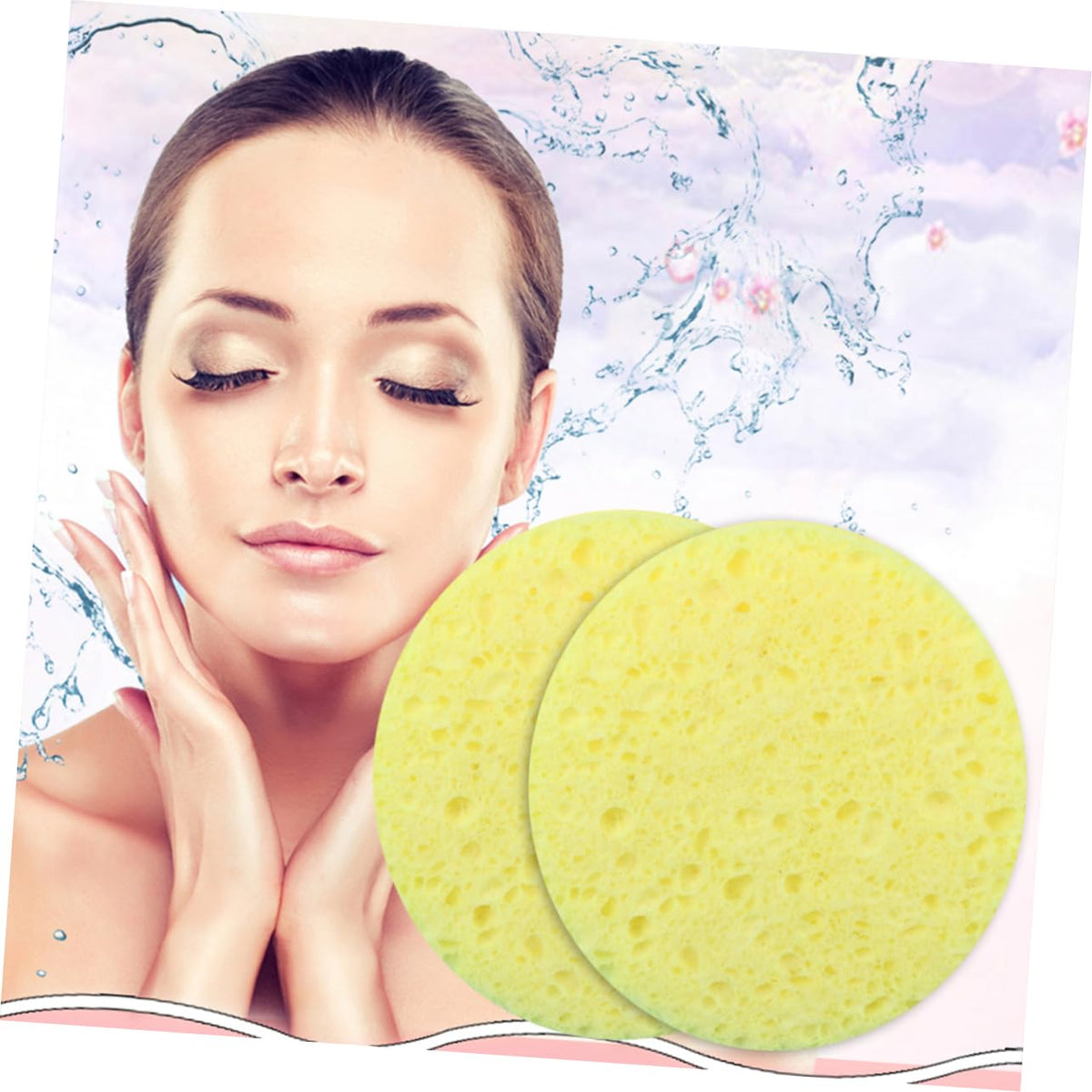 12pcs Thickened Facial Cleansing Sponge Makeup Remover Gentle Exfoliating Face Wash Puff for Daily Skin Care Yellow Opp Bag