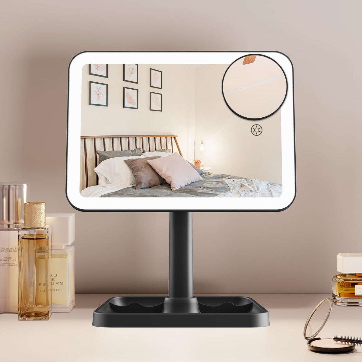 FUNTOUCH Rechargeable Vanity Makeup Mirror with Lights, White
