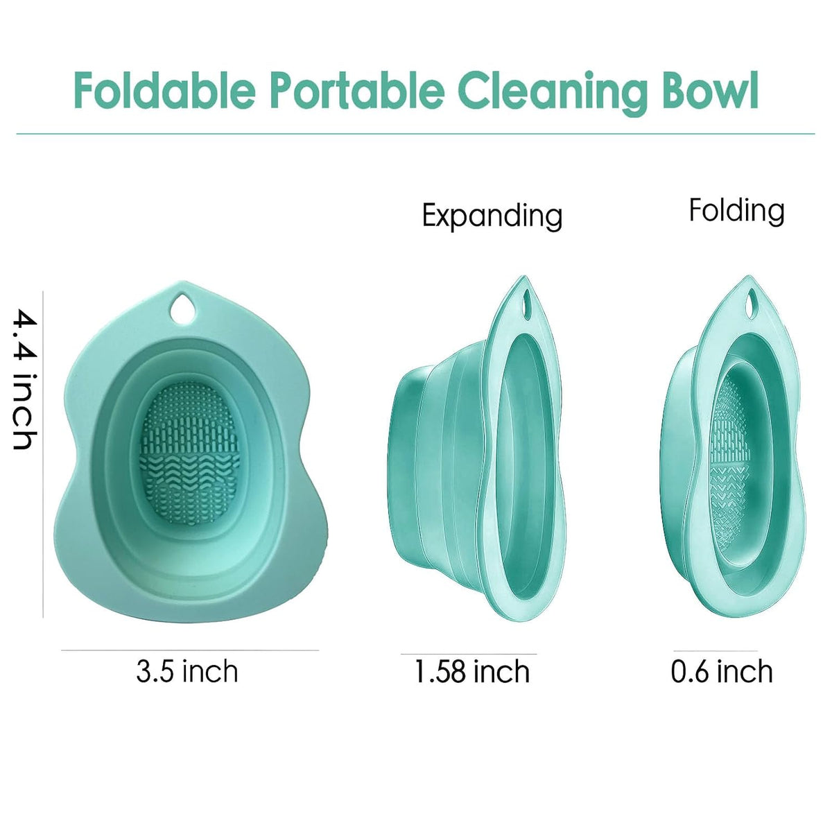 Portable Silicone Makeup Brush Cleaner Bowl Foldable Cleaning Mat- Brushes Sponges and Puffs (green)
