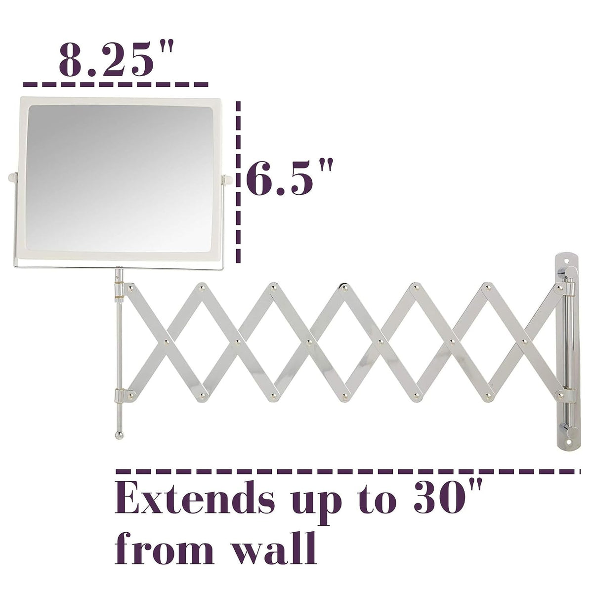 JERDON Wall-Mounted Makeup Mirror - 5X Magnification - Chrome - J2020C