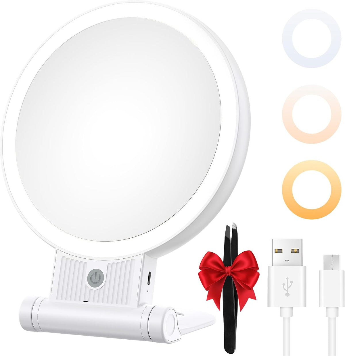 Makeup Mirror with Light, 1X/30X, 3 Colors, Rechargeable 2000mAh