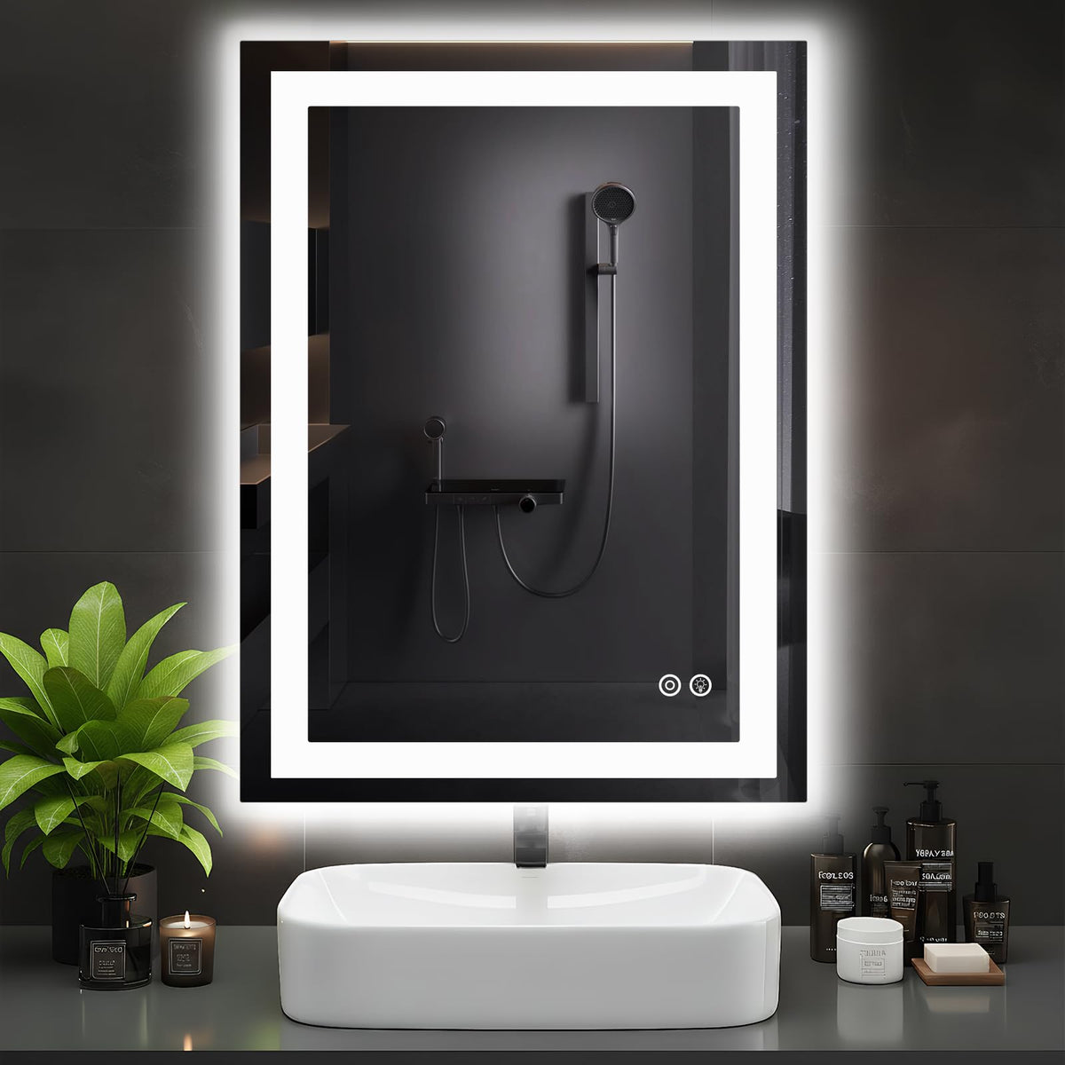 DUMOS 28 Inch Round LED Bathroom Mirror with Lights, Circle Vanity Mirror