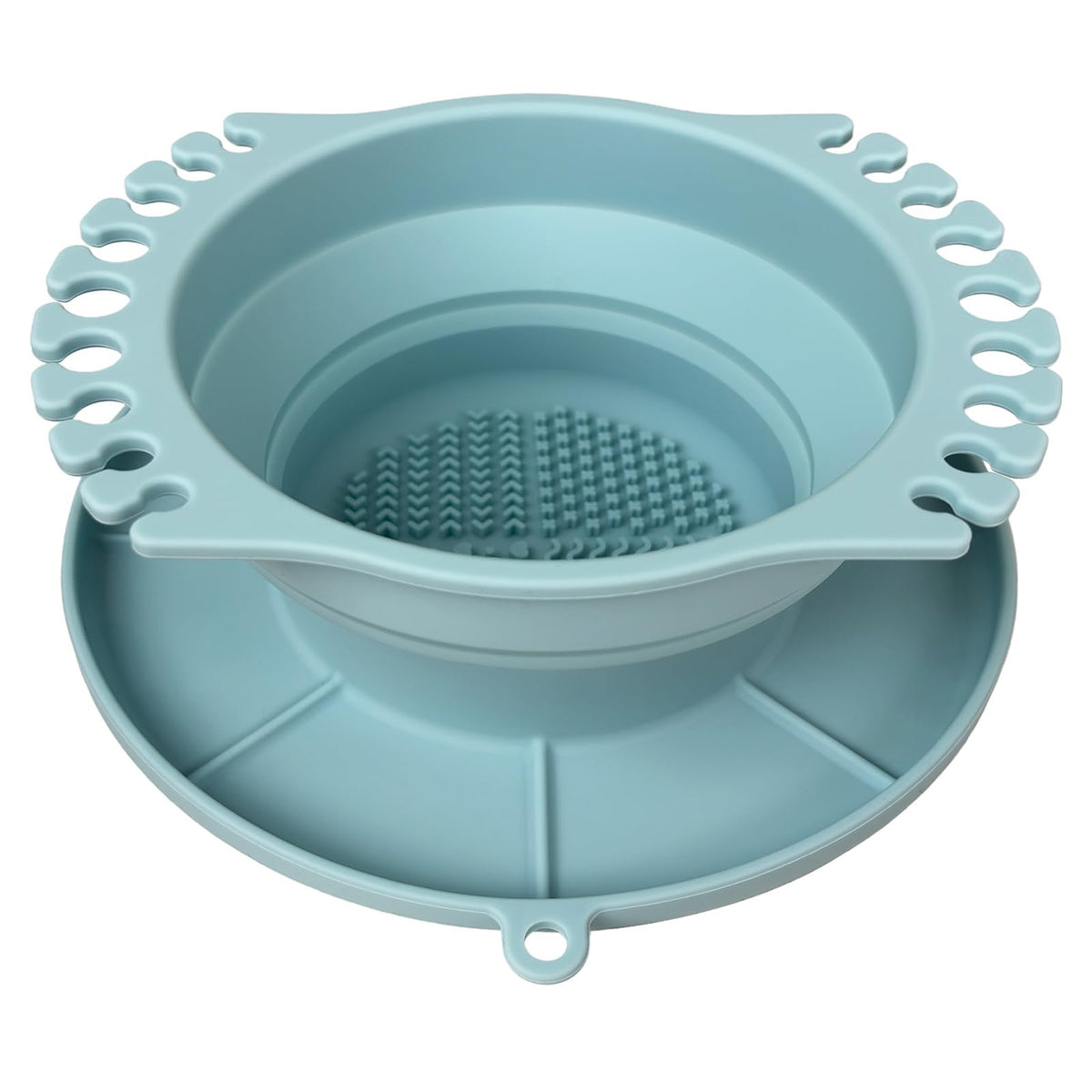 Foldable Silicone Makeup Brush Cleaner Bowl - Portable Cleaning Tool for Brushes, Powder Puffs and Sponges Apricot