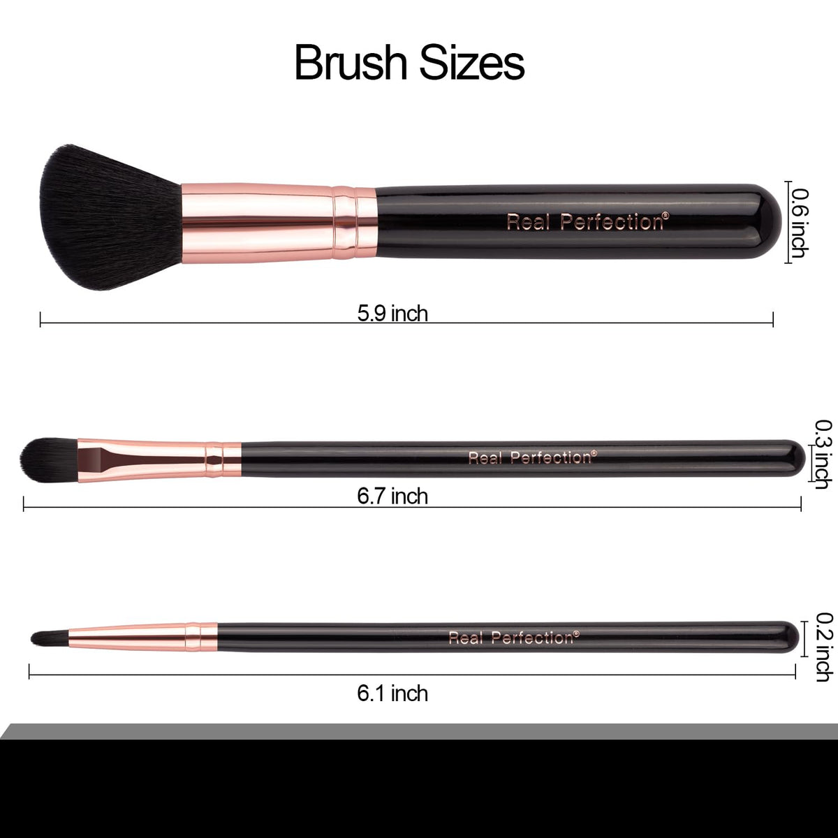 Real Perfection Makeup Brush Set 16 Pcs with 1 Eyebrow Razor Premium Synthetic Foundation Powder Concealers Eyeshadow Blush Makeup Brushes Make up Brushes Kit (Black)