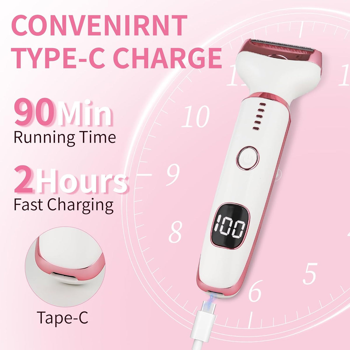 2026 Electric Razor for Women Men,4 in 1 Ladies Wet & Dry Body Razors and Facial Hair Remover, Rechargeable LED Display Hair Removal Kit for Nose Face Body Bikini Hair