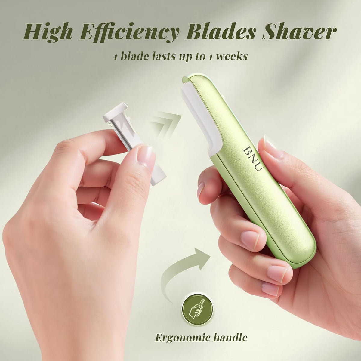 BNU Dermaplane Razor for Women Face Razor Facial Hair Removal Green