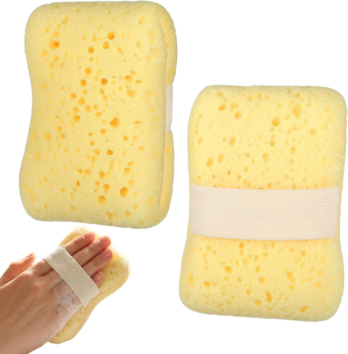 2 Pack Sea Sponges for Shower 4.7x3.5 Inch Bath Sponge