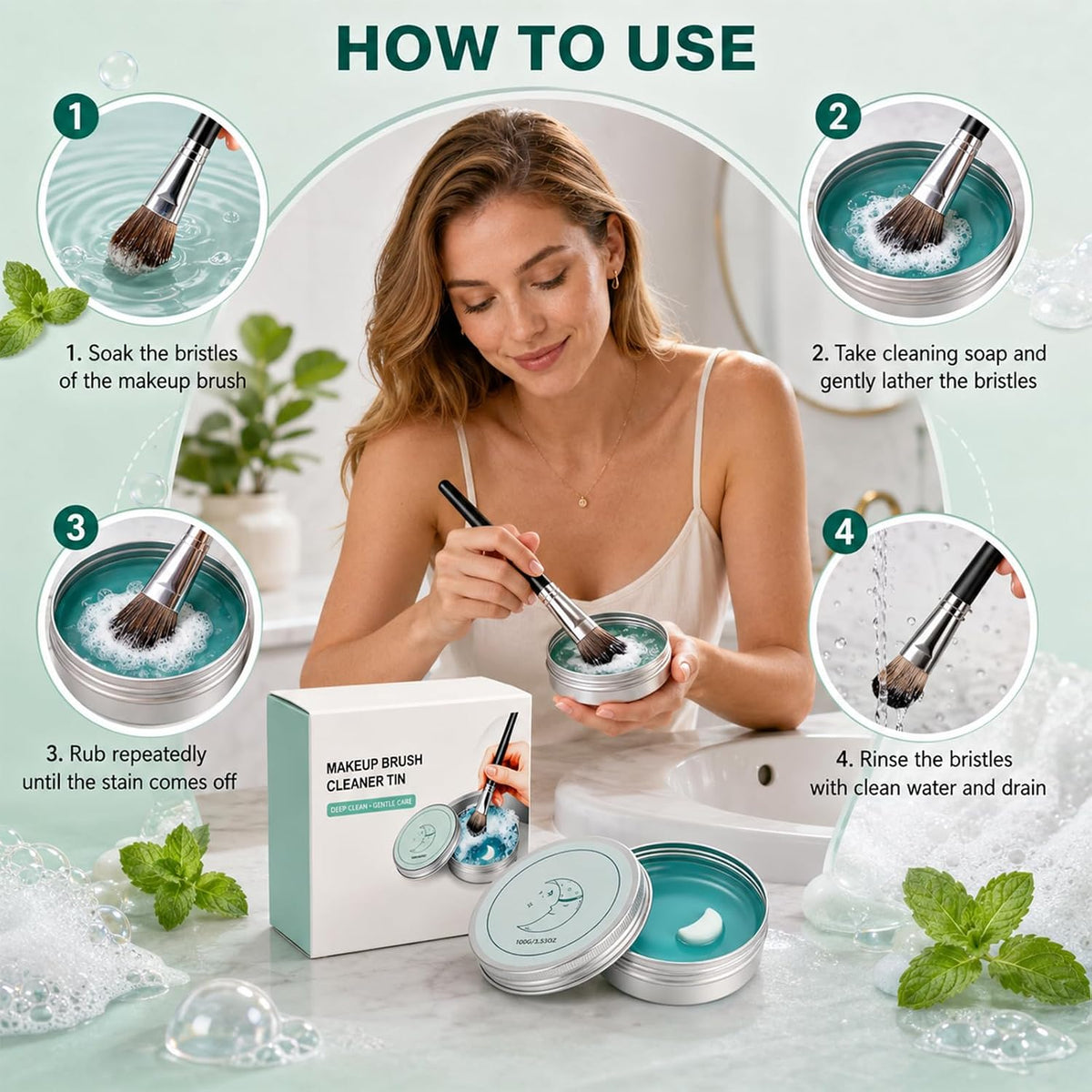 Moon‑Shaped Makeup Brush Cleaning Solid Soap, Efficient Removes Makeup Residues, Gentle Cleanser for Makeup Brushes, Beauty Blenders & Powder Puffs