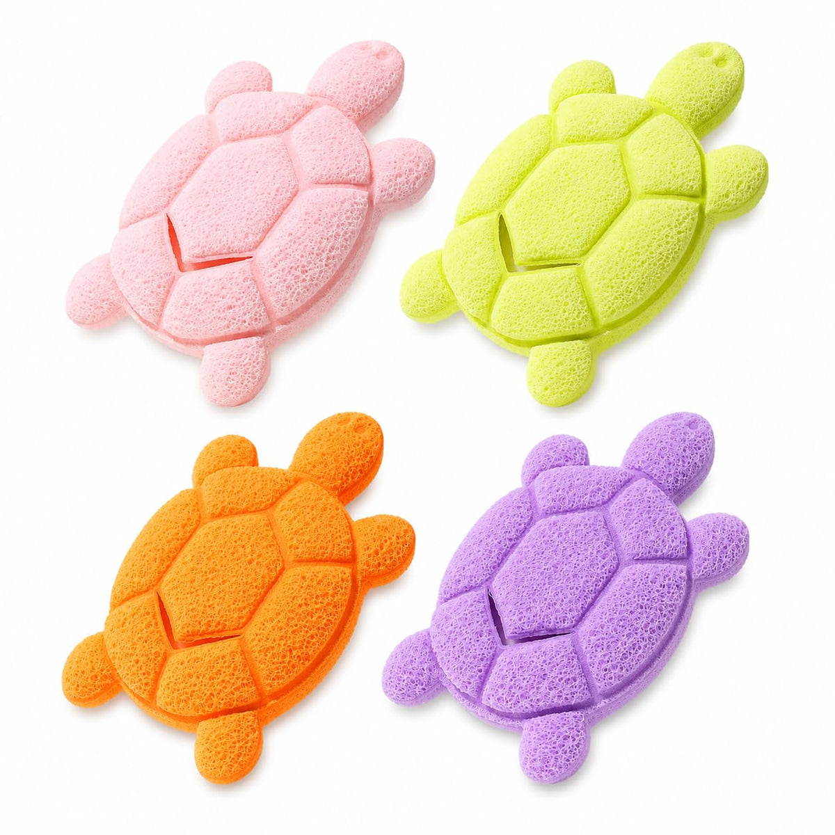 Cute Turtle Facial Sponge, Soft Reusable Face Scrubber Exfoliator, Gentle Makeup Remover & Daily Cleansing Sponge, Ideal for Sensitive Skin (4, MultiColor)