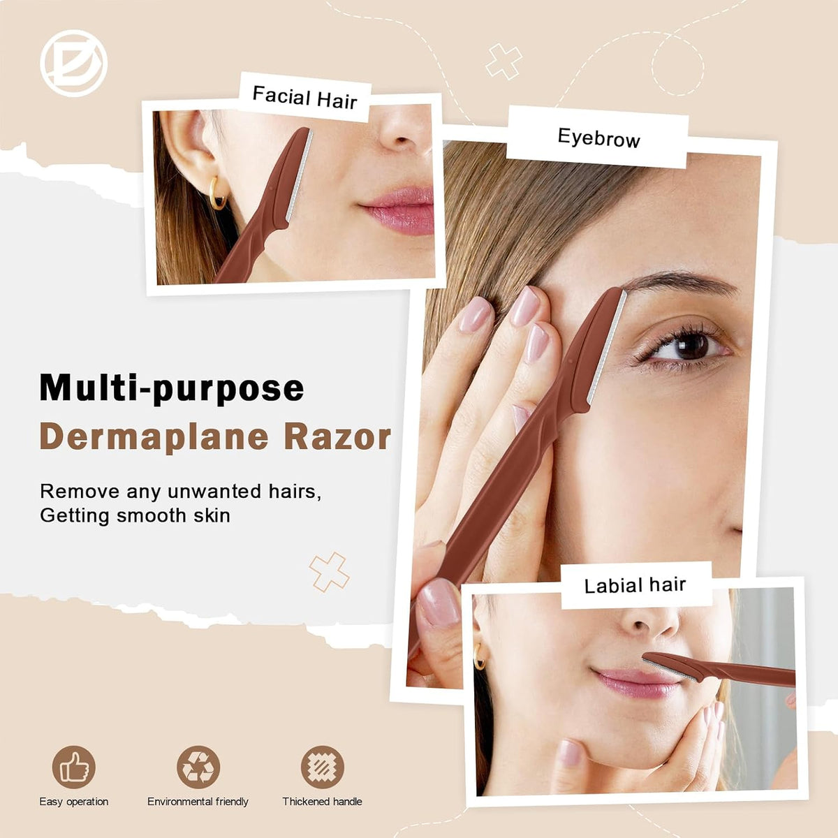 D 6 Pcs Face Razors for Women, Eyebrow Razors and Dermaplane Tool