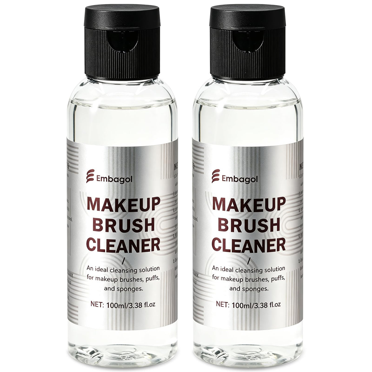 Makeup Brush Cleaner Kit with Cleaning Bowl, Make Up Brush Cleansers Solution for Sponges, Puffs and Brushes - Gentle Formula, Cruelty Free(2-pieces set, 100ml/3.38 fl oz + Khkai)