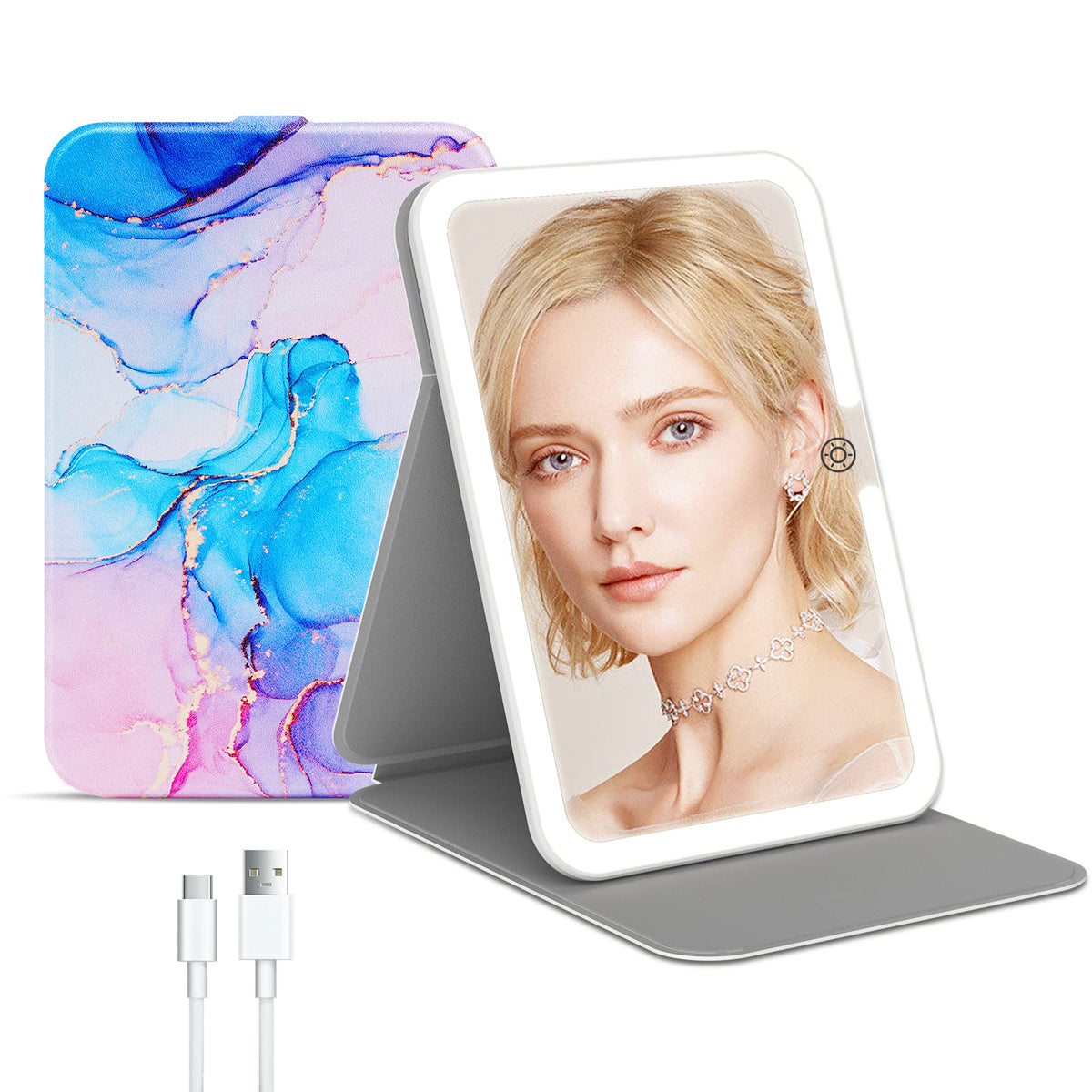 FUNTOUCH Rechargeable Travel Makeup Mirror with 72 Led Lights