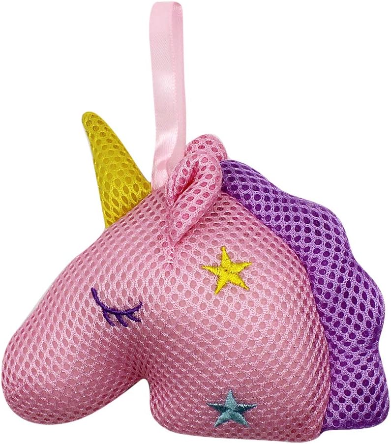 Suillty Unicorn Cartoon Animal Bath Shower Sponge Pouf Loofahs - Eco-Friendly Exfoliating Mesh Brush Mesh Bath Shower Ball Sponge - Exfoliate, Cleanse, Soothe Skin (Pink)