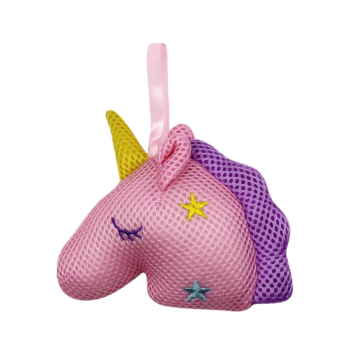 Suillty Unicorn Cartoon Animal Bath Shower Sponge Pouf Loofahs - Eco-Friendly Exfoliating Mesh Brush Mesh Bath Shower Ball Sponge - Exfoliate, Cleanse, Soothe Skin (Pink)