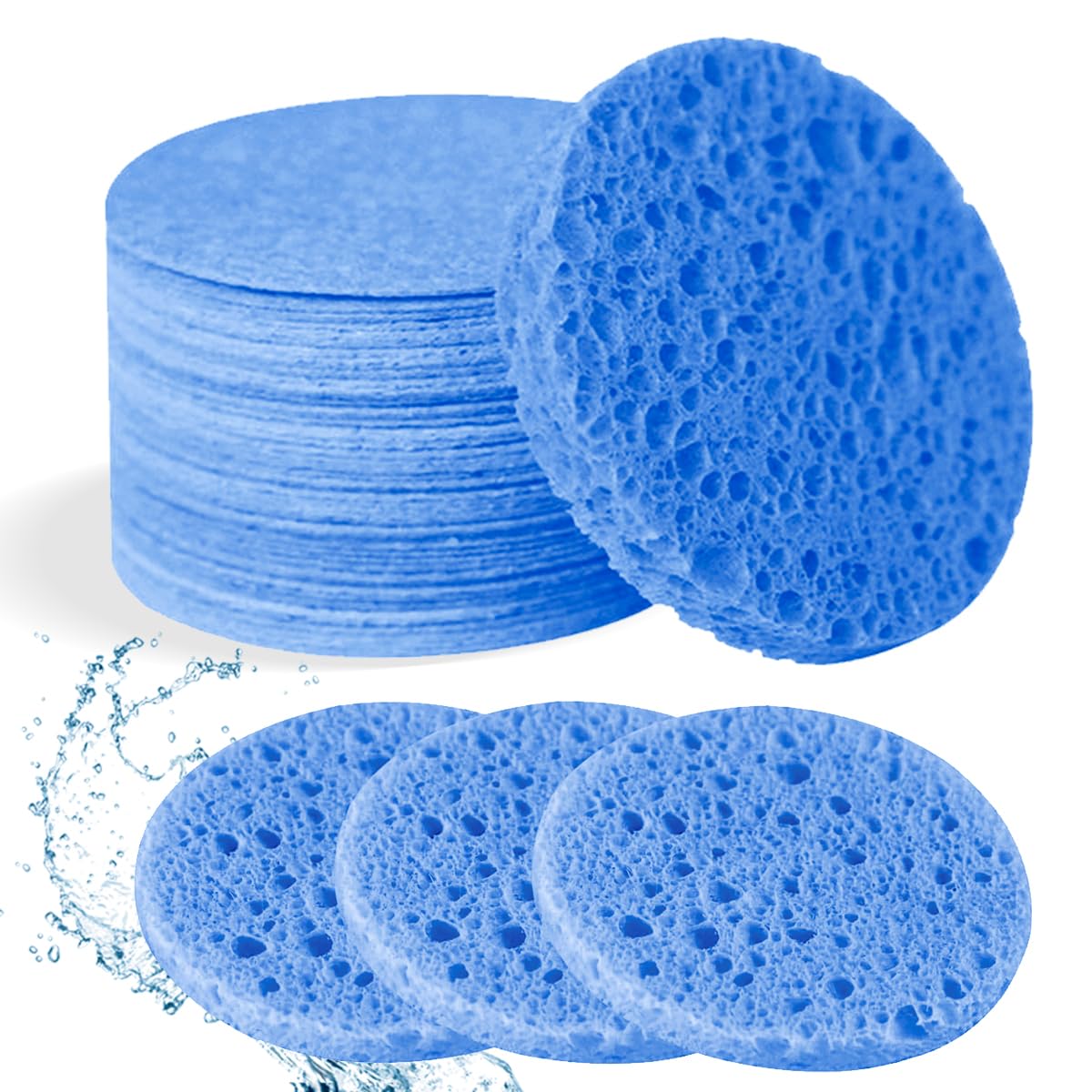 50-Count Compressed Facial Sponges, Pink Cellulose Daily Facial Cleaning