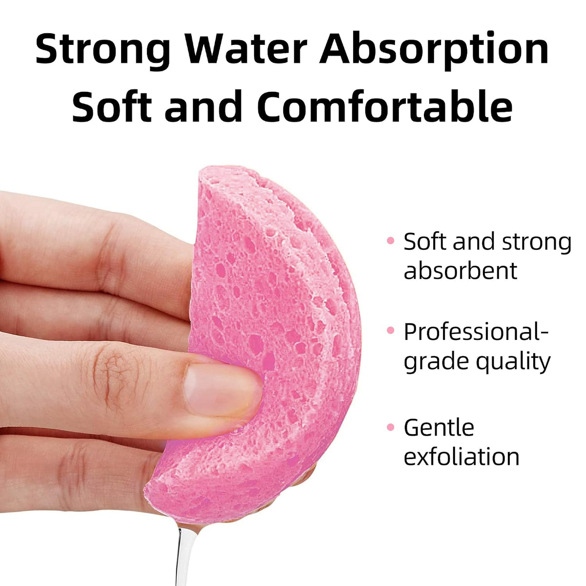 50-Count Compressed Facial sponges for Daily Facial Cleaning,Pink