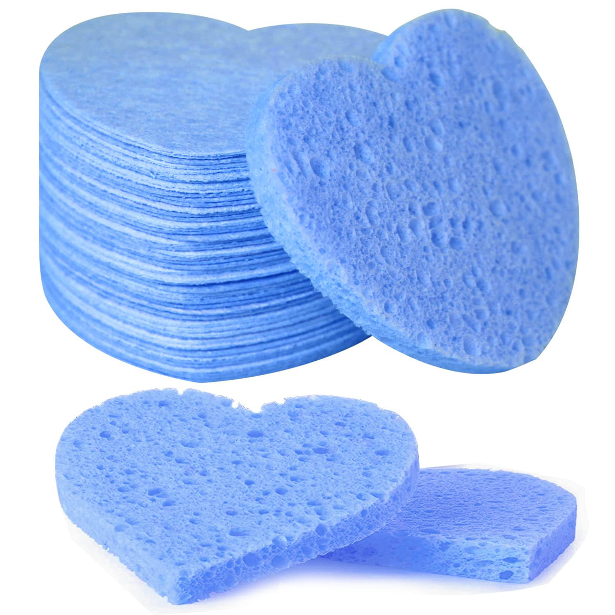 100-Count Compressed Facial Sponges for Estheticians Heart Shape Natural Cellulose Sponge Professional Cosmetic Spa Sponges for Face Cleansing, Massage, Pore Exfoliating, Mask, Makeup Removal, Black