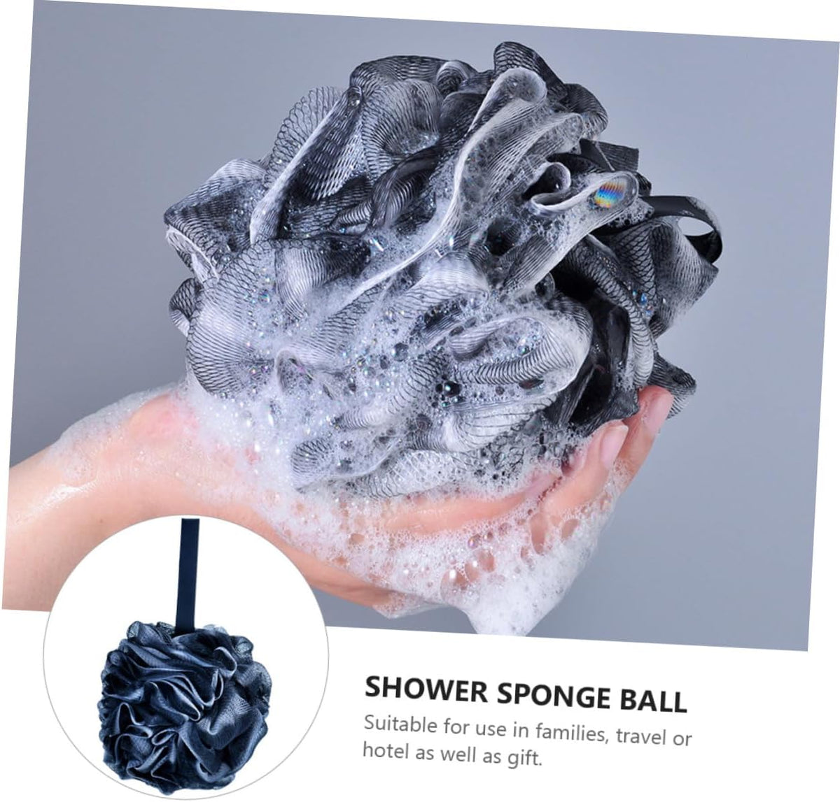 Baluue 4pcs Charcoal Shower Loofahs Exfoliating Mesh Bath for Body Washing Skin-Friendly and Rich Bubble for Men and Women Each
