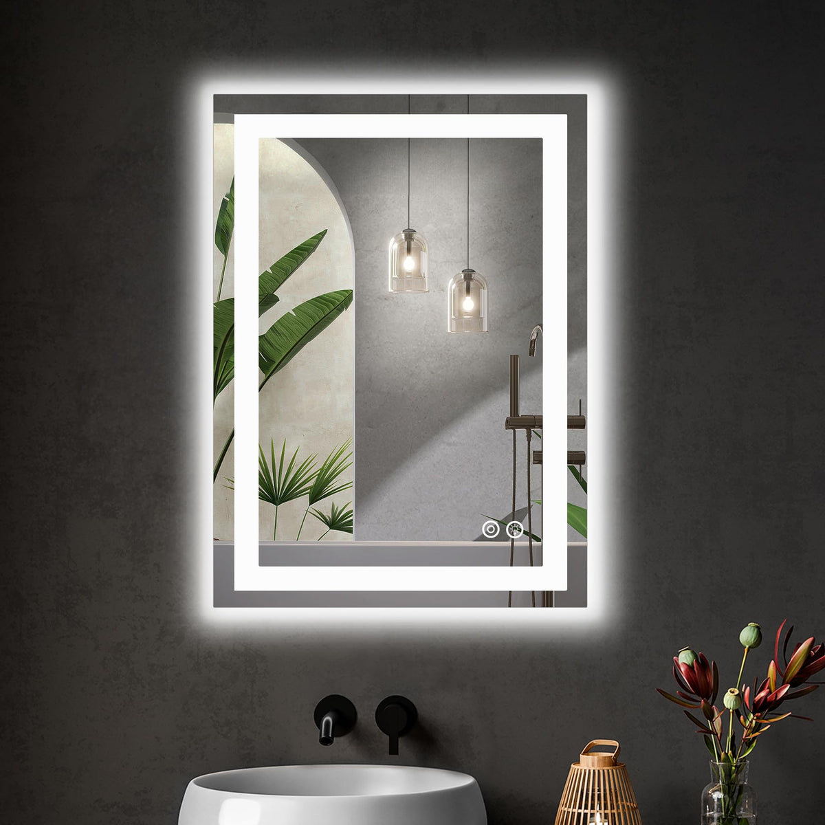 DUMOS 28 Inch Round LED Bathroom Mirror with Lights, Circle Vanity Mirror