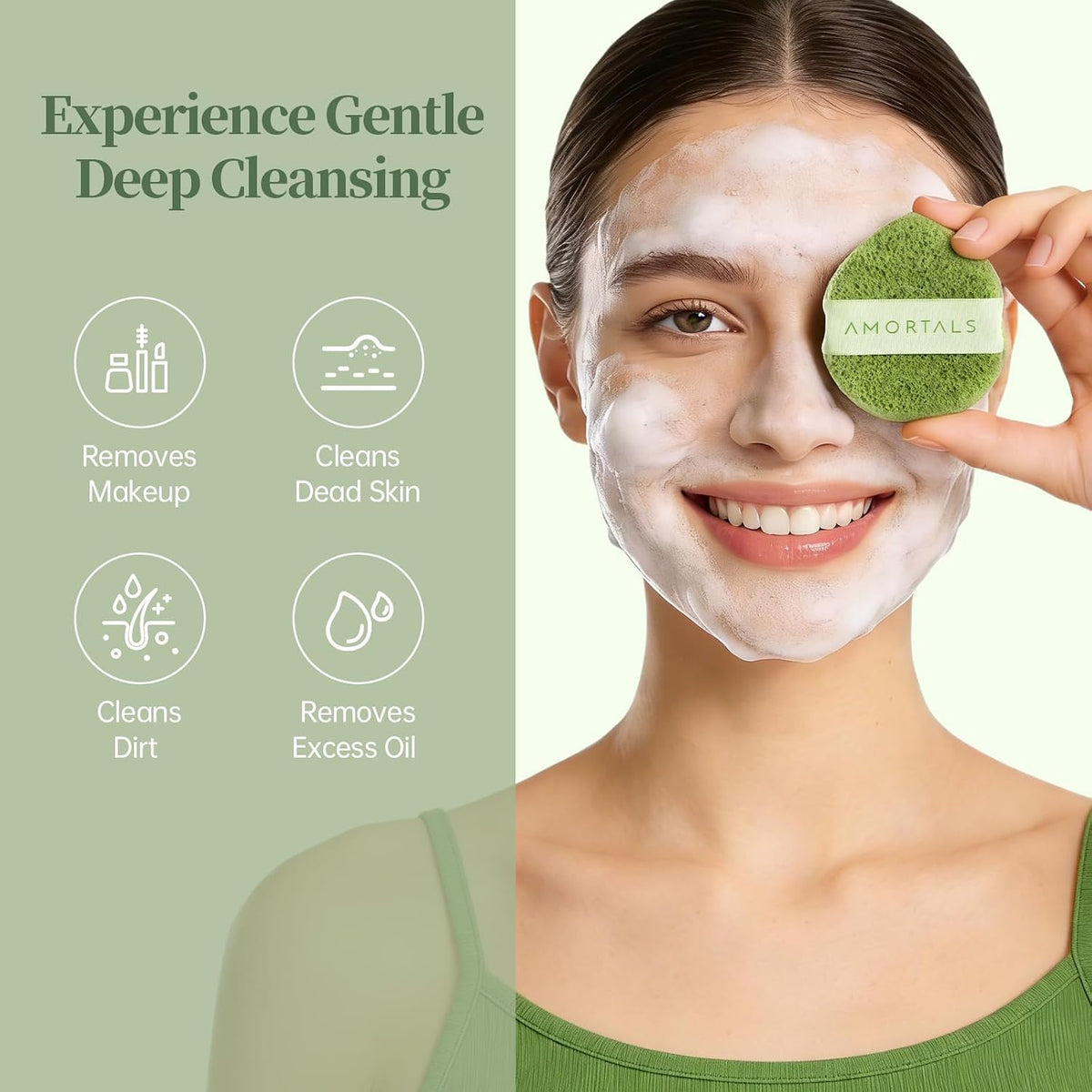 Facial Sponge 1 Pack - Reusable Makeup Remover Pads & Cleansing Sponge, Washable Exfoliating Face Pad for Dirt and Blackheads