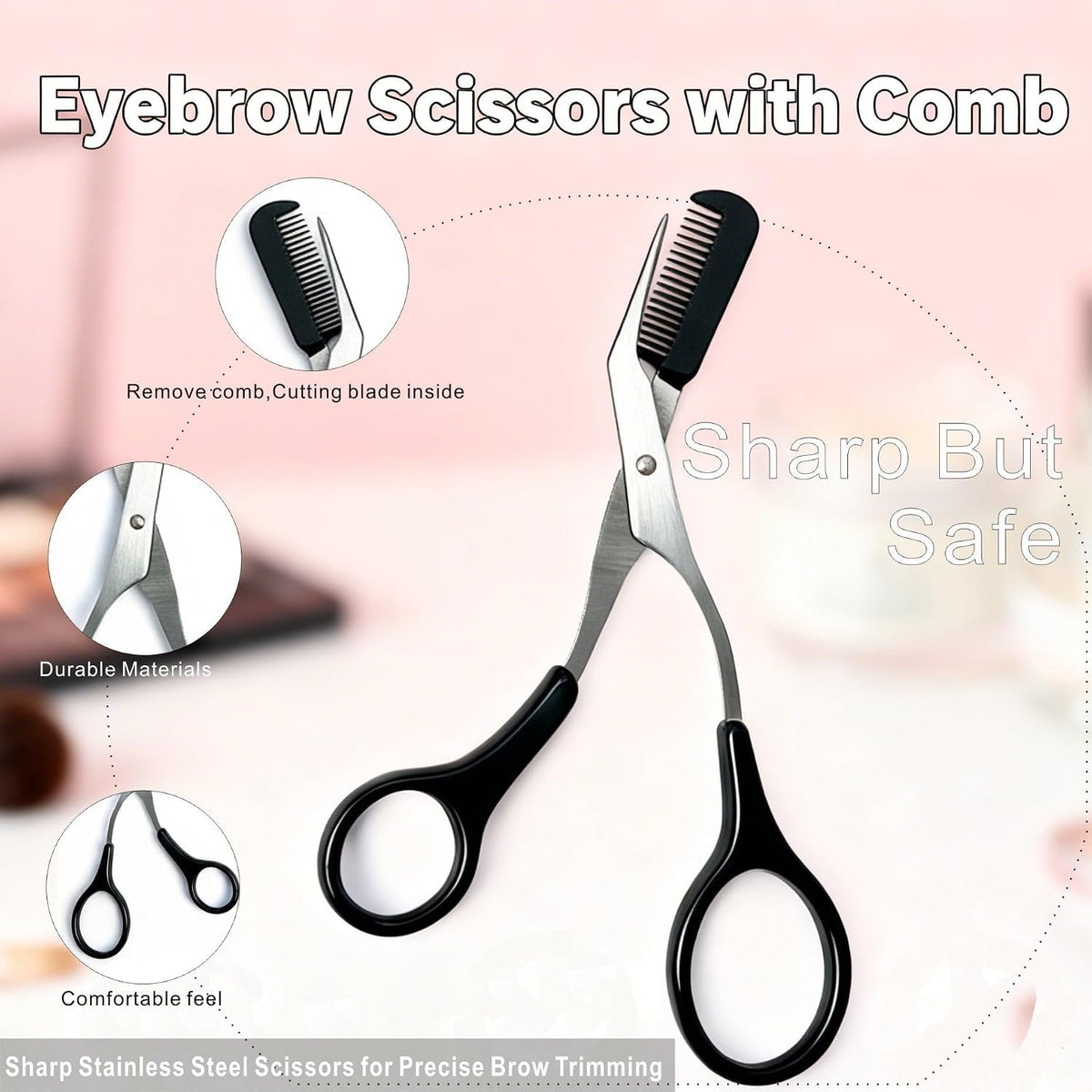 8 Pcs Eyebrow Kit, with Small Eyebrow Scissors with Comb,Eyebrow Razor Kit, Eyebrow Tweezers, Stainless Steel Nose Hair Scissors, Double-ended eyebrow Brush,Travel Size or Home, Gifts, Black