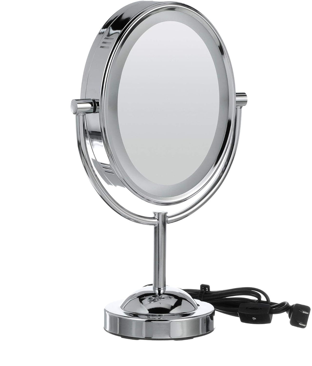 Conair Lighted Makeup Mirror, LED Vanity Mirror, 1X/7X Magnifying Mirror, Double Sided, Corded in Polished Chrome