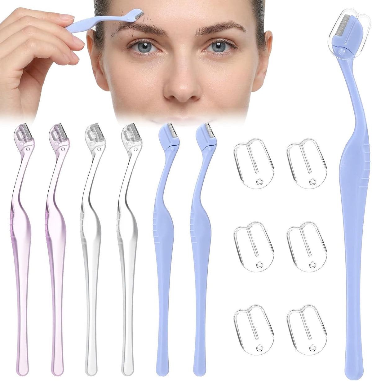 Ouligay 8 PCS Eyebrow Razor for Women Mini Eye Brow Trimmers Small Facial Razor Face Shaver Lip Hair Remover with Precision Cover Eyebrow Shaver for Women Makeup Face Care Tools