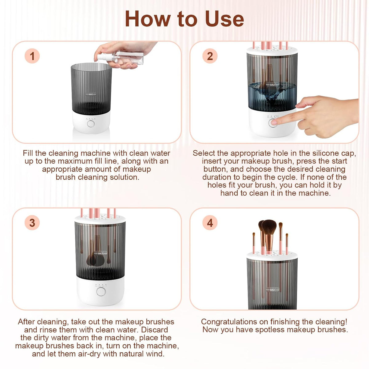 Electric Makeup Brush Cleaner Machine, Fits Most Brushes, Sponges and Puffs