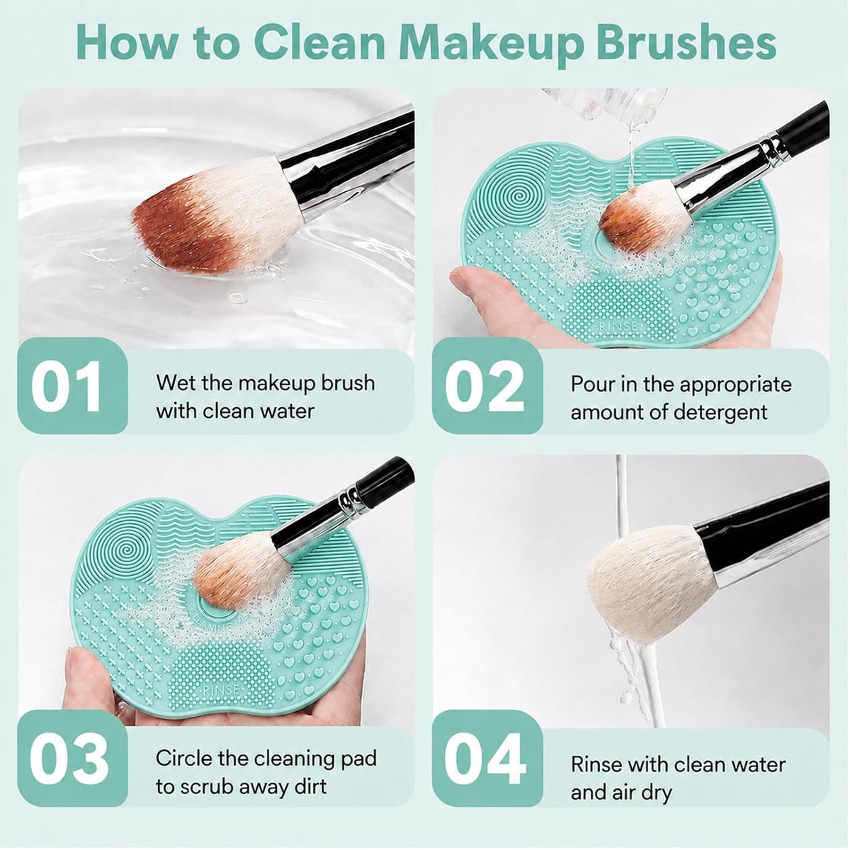Makeup Brush Cleaner Mat Silicone Brush Cleaning Pad For Sponge Puff Cosmetic Brush Scrubber Travel Beauty Tool