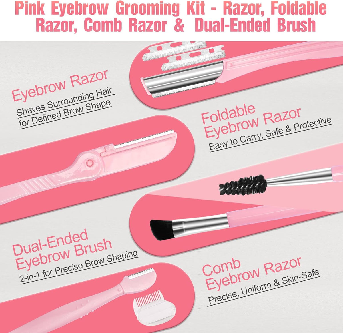 Eyebrow Kit, 17 in 1 Tweezers for Women Facial Hair, Hair Scissors with Comb, Eyebrow Trimmer, Brow Brushes, Hair Tools Travel Bag, Professional Grooming Tweezer Set