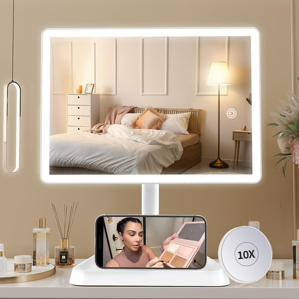FUNTOUCH Rechargeable Vanity Makeup Mirror with Lights, White