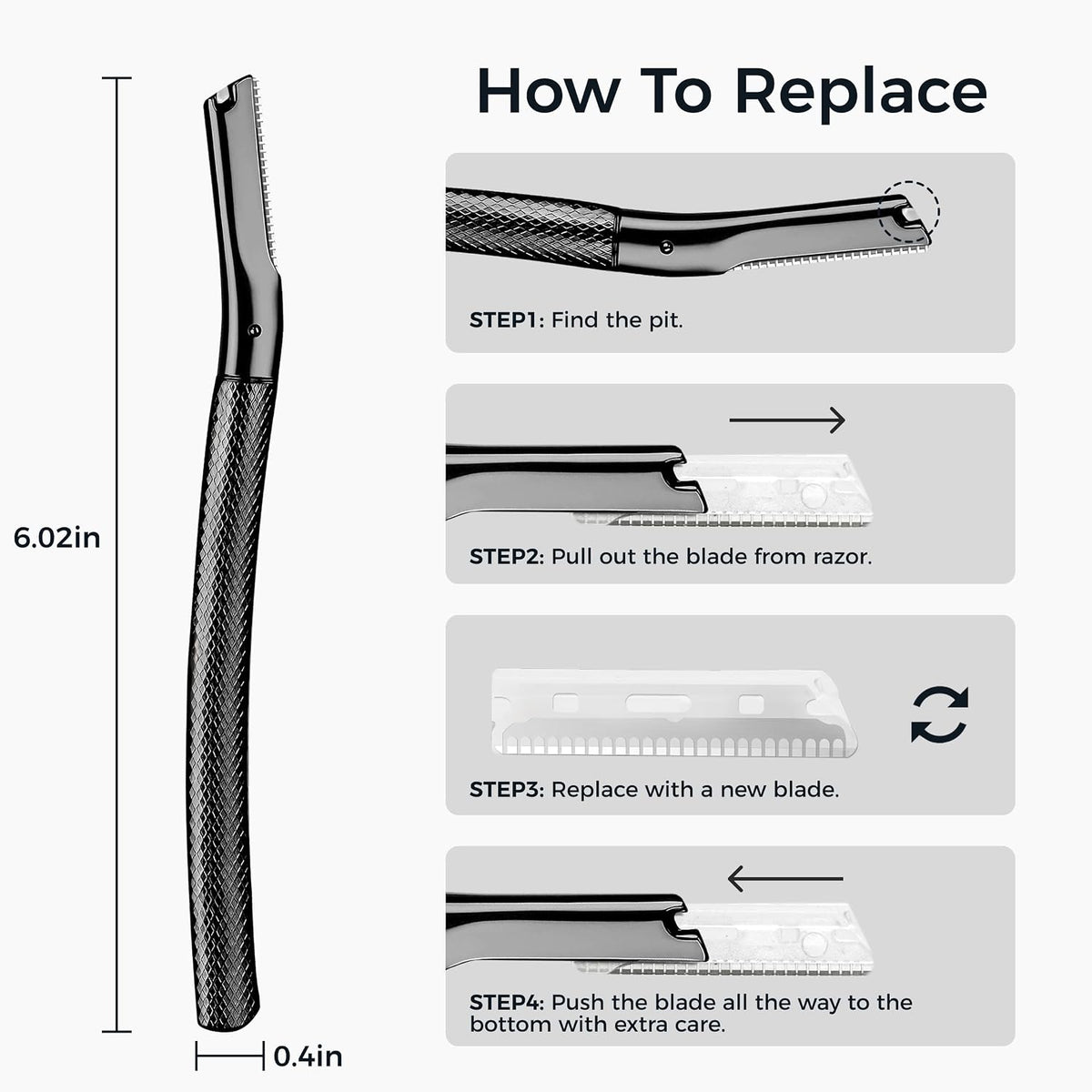 ZOMCHI Eyebrow Razor for Women & Men, Precision Cover, Black