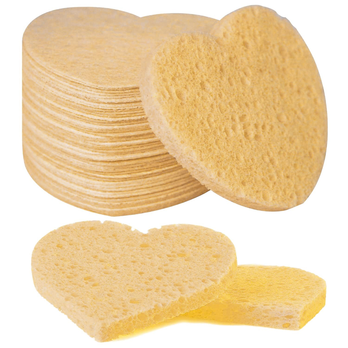 100-Count Compressed Facial Sponges for Estheticians Heart Shape Natural Cellulose Sponge Professional Cosmetic Spa Sponges for Face Cleansing, Massage, Pore Exfoliating, Mask, Makeup Removal, Black