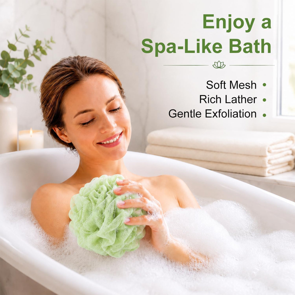Loofah Sponge 4 Pack,Soft Mesh Bath Pouf,Shower Sponge,60g