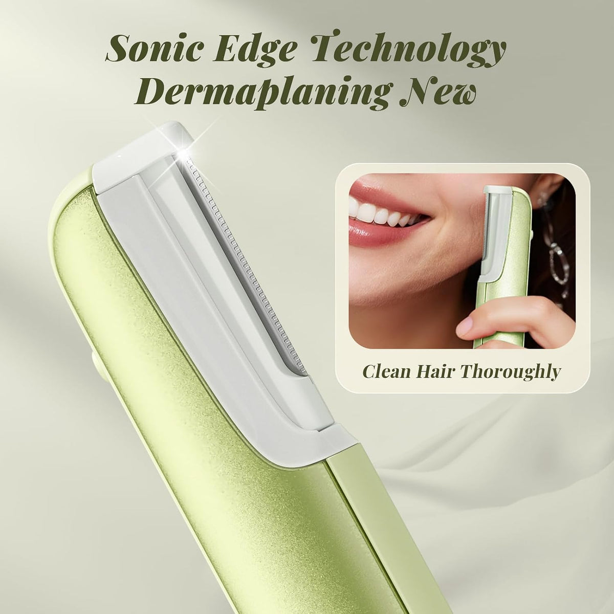 BNU Dermaplane Razor for Women Face Razor Facial Hair Removal Green