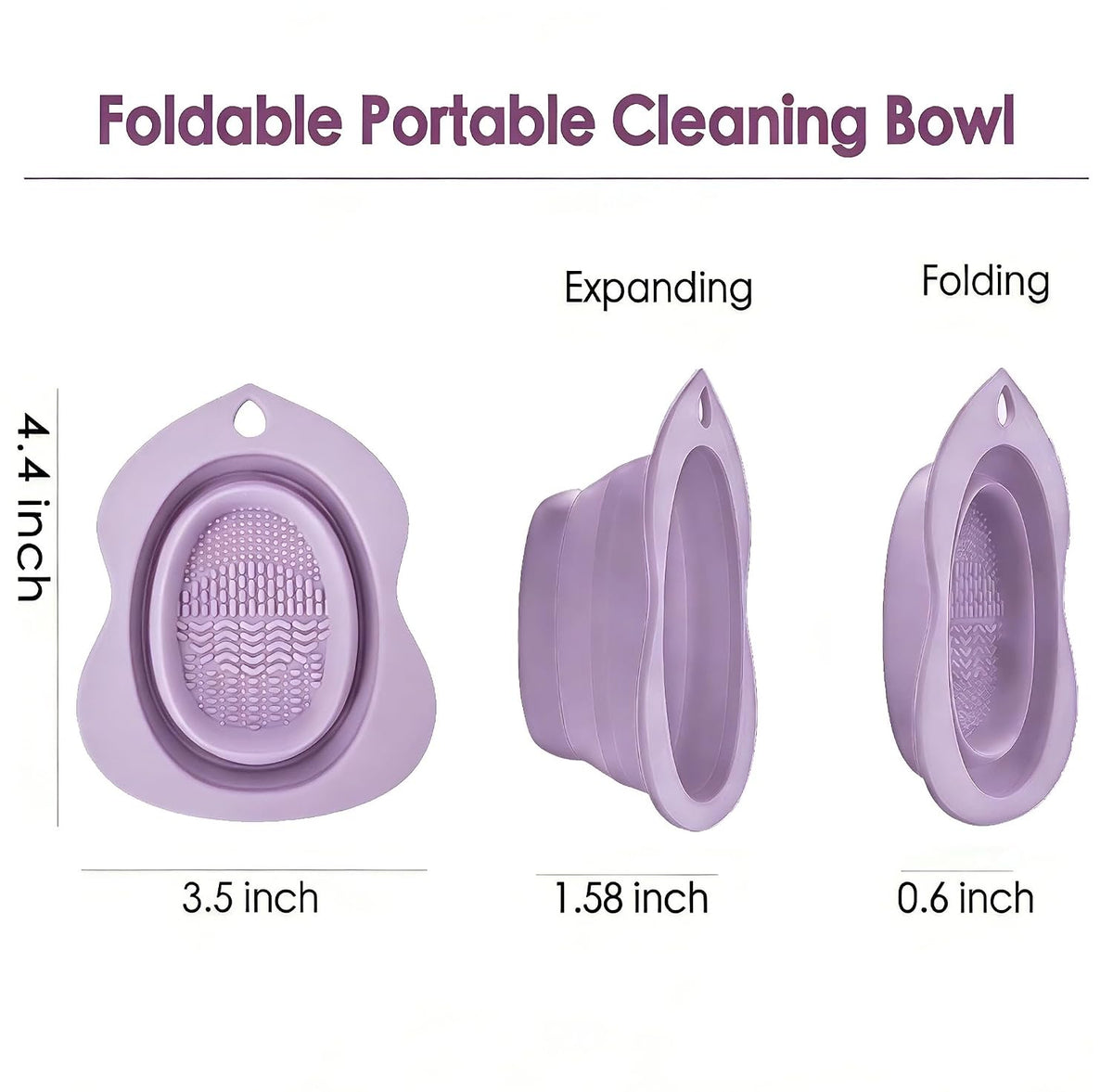 Foldable Silicone Makeup Brush Cleaner Bowl – Portable Brush Scrubber Mat for Foundation, Eyeshadow Brushes, Powder Puffs & Sponges | Multi-Texture Deep Clean, Travel-Friendly (green+lavender)