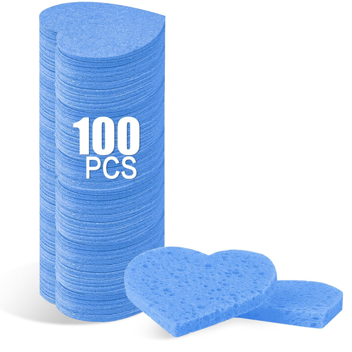 100-Count Compressed Facial Sponges for Estheticians Heart Shape Natural Cellulose Sponge Professional Cosmetic Spa Sponges for Face Cleansing, Massage, Pore Exfoliating, Mask, Makeup Removal, Black