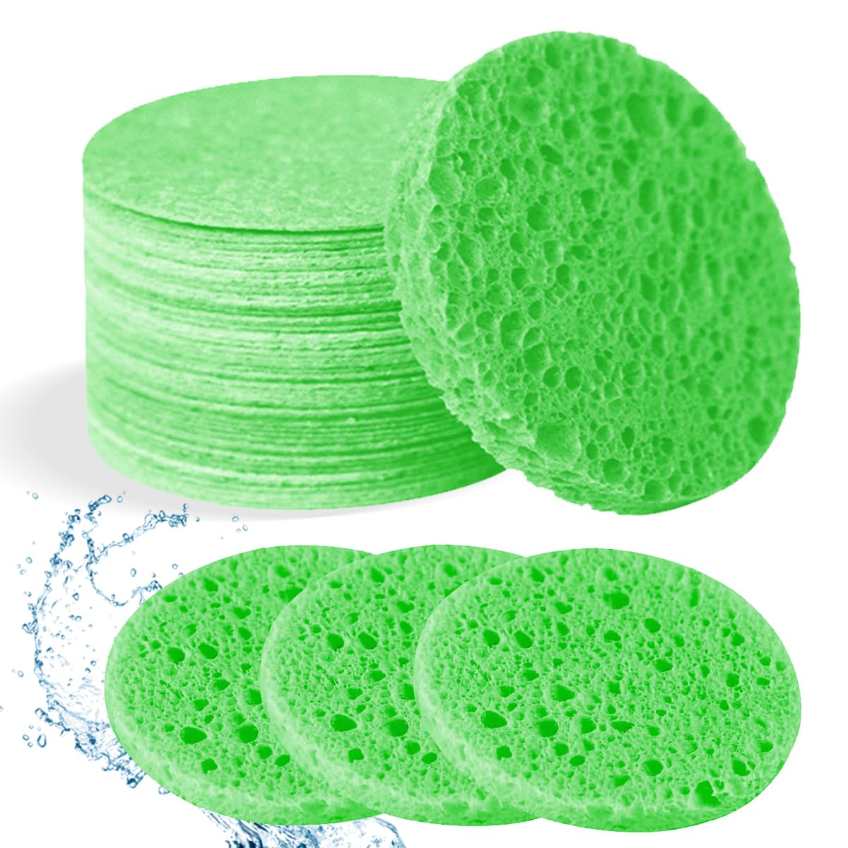 50-Count Compressed Facial Sponges, Pink Cellulose Daily Facial Cleaning