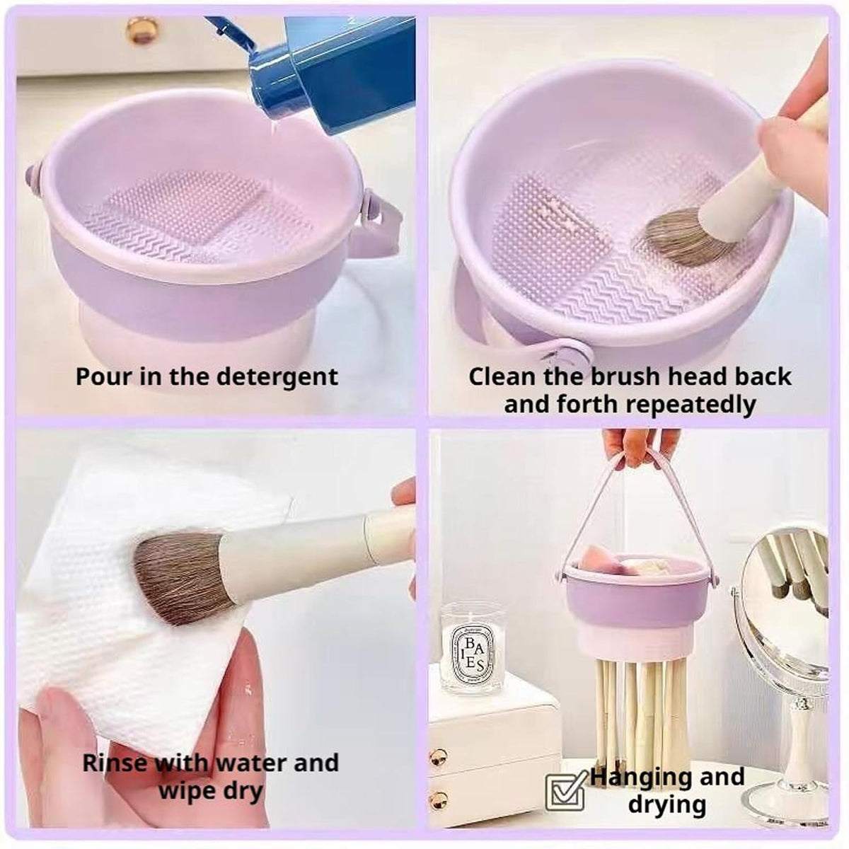 Silicone makeup brush cleaning bowl, powder puff storage rack, makeup egg cleaning workpiece, cosmetic makeup brush cleaning tool