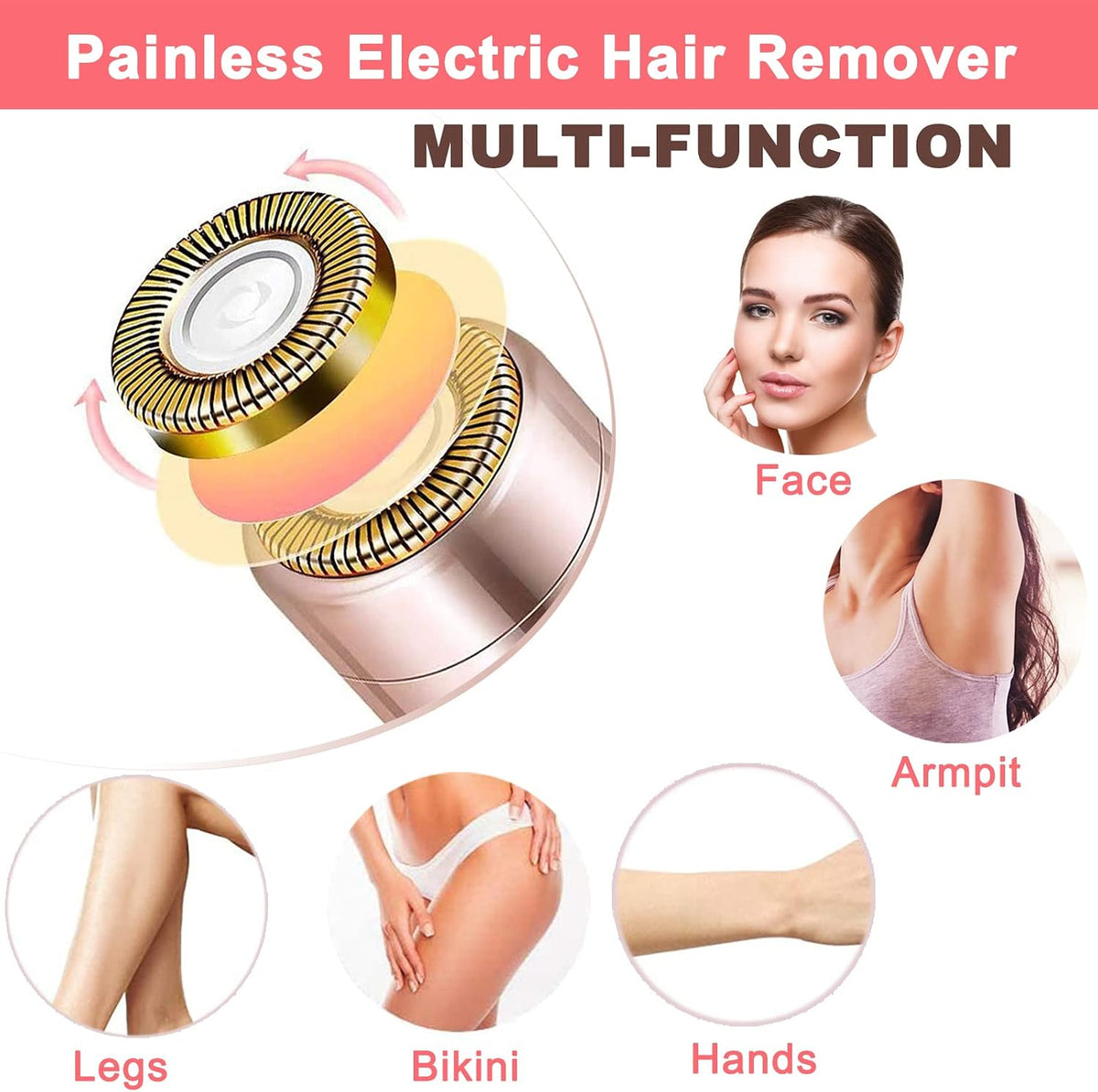 LAIKME Facial Hair Remover, Removal Shaver for Women, Rosarden USB Rechargeable IPX6 Waterproof Eyebrow Face Razor Trimmer for Lips, Body, Arms, Mustaches, Fuzz and Chin (Blue)