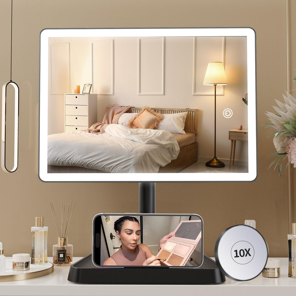 FUNTOUCH Rechargeable Vanity Makeup Mirror with Lights, White