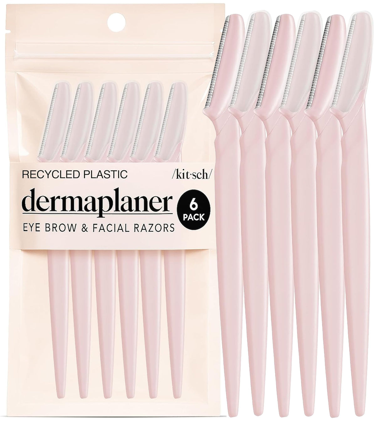 Kitsch Dermaplane Razor for Women Face – Black, 6 pcs