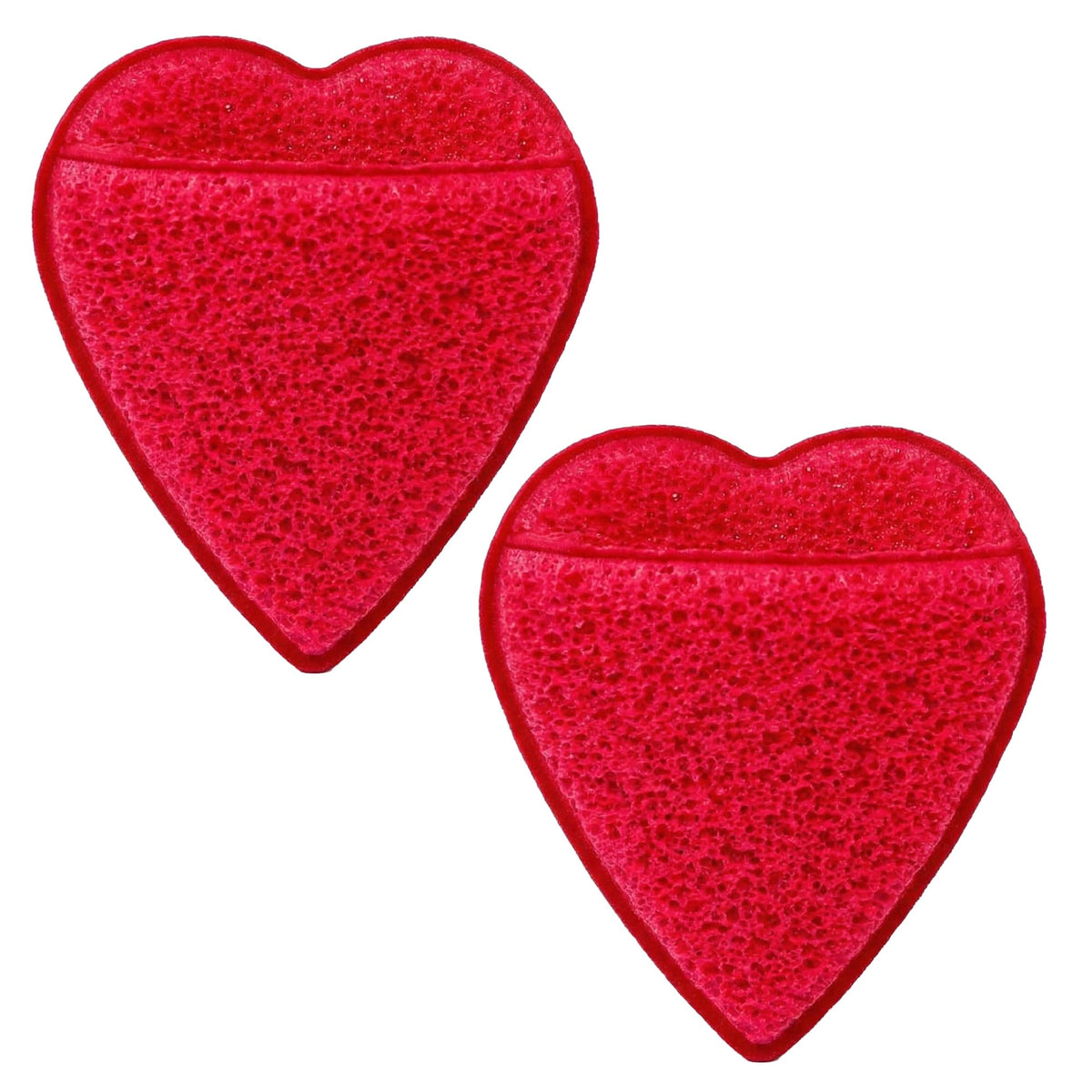 2pcs Exfoliating Sponge Heart Shaped Light Pink Cleansing Puff Glove with Soft Mesh Surface for Daily Wash Makeup Removal Lathering and Travel Use Facial Scrubber