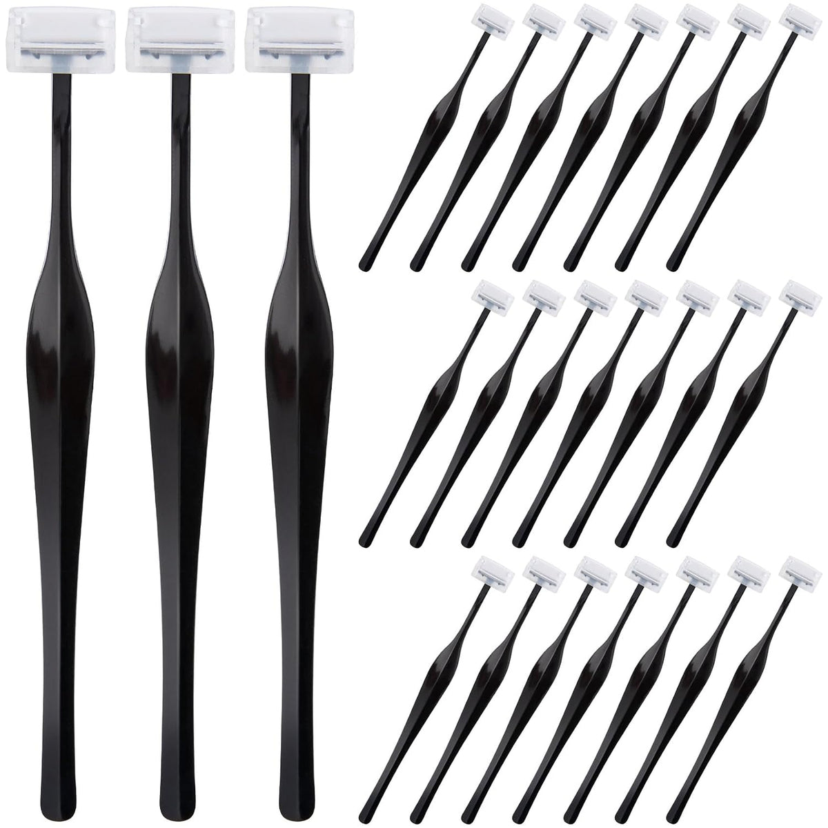 PAGOW 24pcs Eyebrow Razor, T-Shape Facial Razors for Women & Men, Black
